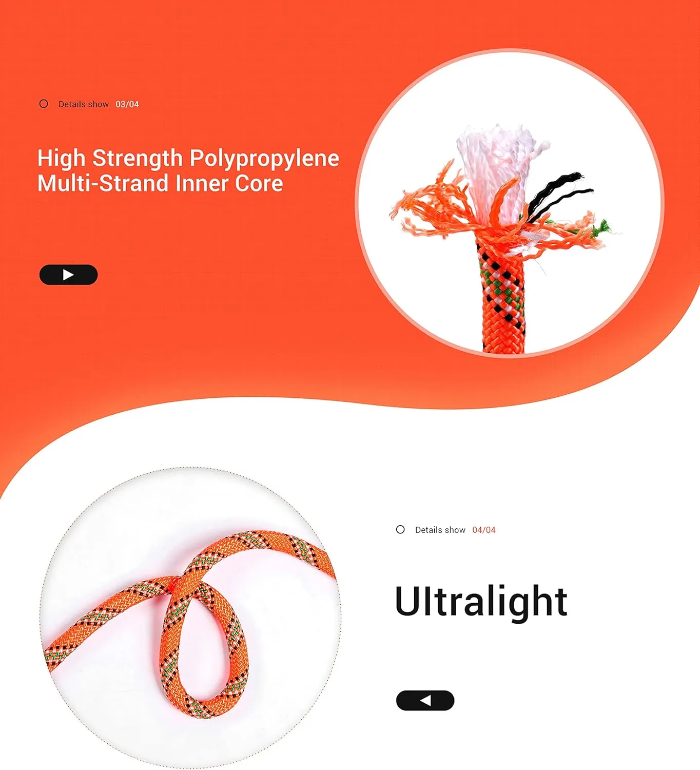 Nice C Climbing Rope, Rescue Rope, Construction Rope, Rock Climbing Rope, Static 10mm 32ft/64ft/96ft/160ft/230ft/500ft/985ft/1000ft with Carry Bag (Orange, 30M(96ft))