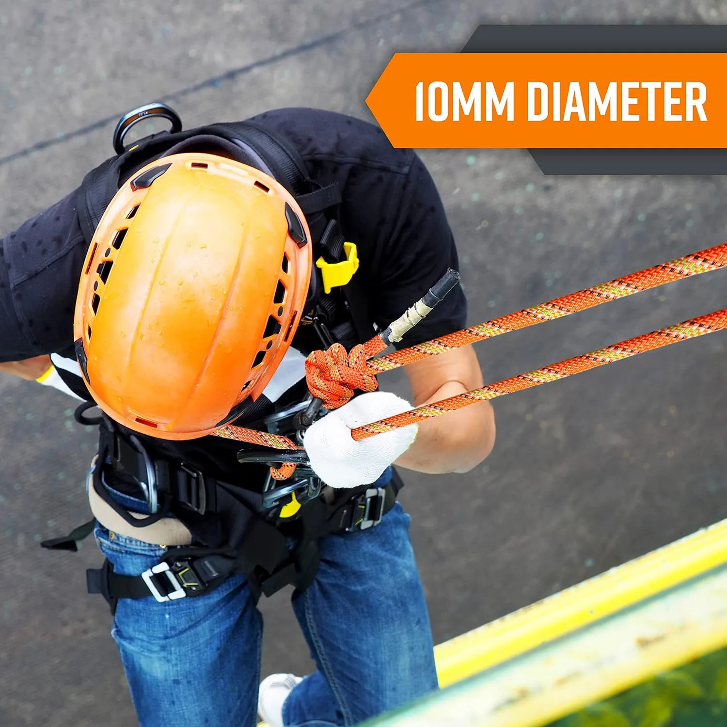 Nice C Climbing Rope, Rescue Rope, Construction Rope, Rock Climbing Rope, Static 10mm 32ft/64ft/96ft/160ft/230ft/500ft/985ft/1000ft with Carry Bag (Orange, 30M(96ft))