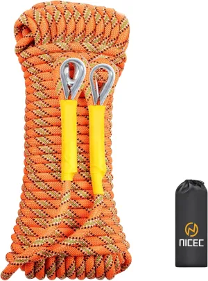 Nice C Climbing Rope, Rescue Rope, Construction Rope, Rock Climbing Rope, Static 10mm 32ft/64ft/96ft/160ft/230ft/500ft/985ft/1000ft with Carry Bag (Orange, 30M(96ft))