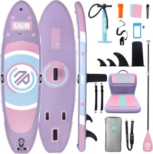 Niphean Inflatable Stand up Paddle Board with StabilTrac Fin, 400LBS Capacity & Wide EVA and Ergonomic Kayak Seats with Back Support
