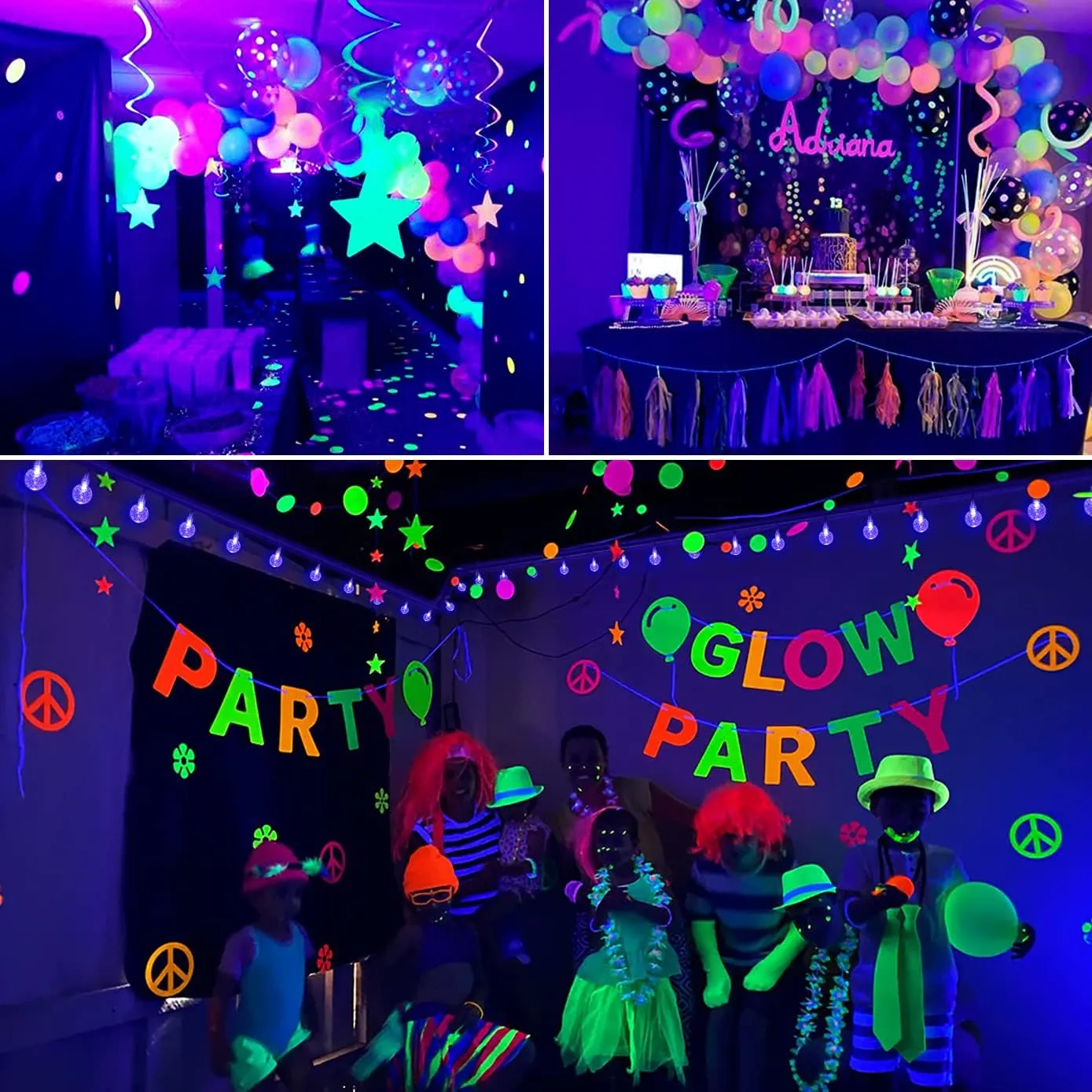 OMIKA 15FT 30 LED Black Light Battery Operated, UV Black Christmas Lights String, Twinkle Fairy Lights with Remote, Blacklight for Halloween Bedroom Glow Party Body Paint Fluorescent Tapestry Decor