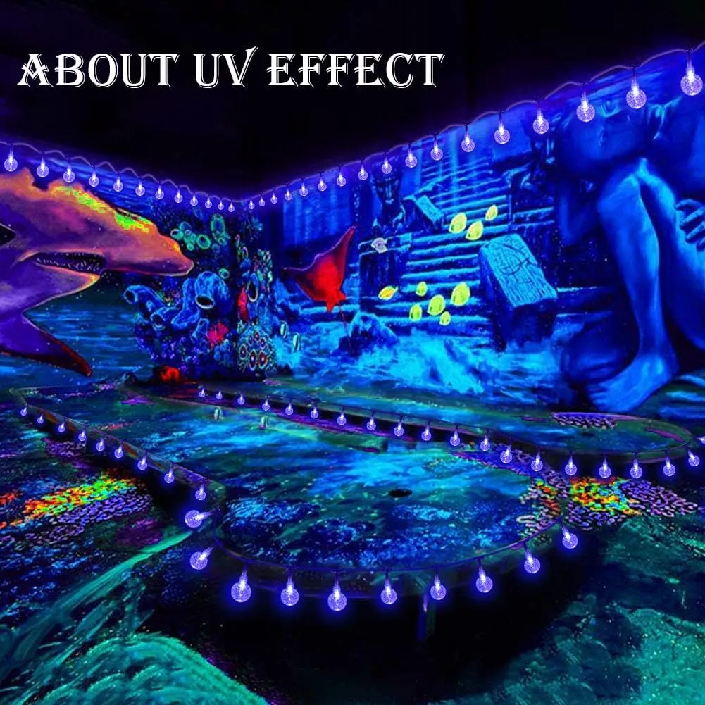 OMIKA 15FT 30 LED Black Light Battery Operated, UV Black Christmas Lights String, Twinkle Fairy Lights with Remote, Blacklight for Halloween Bedroom Glow Party Body Paint Fluorescent Tapestry Decor