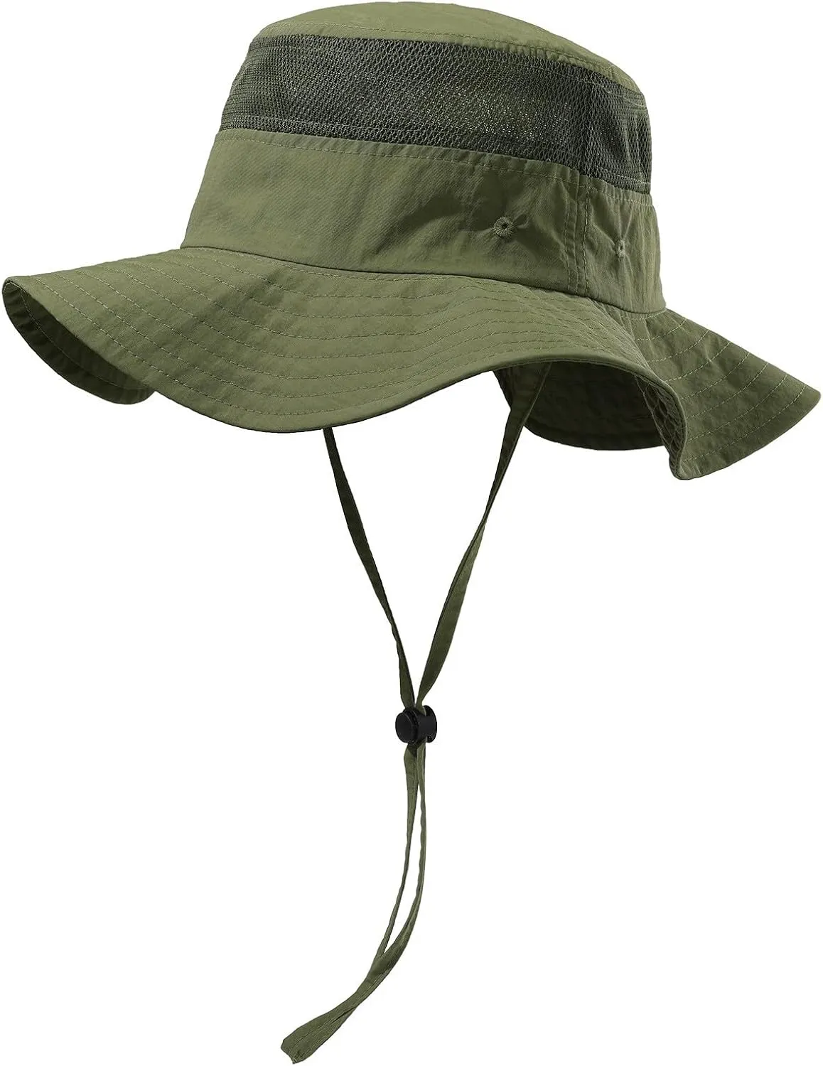 Outdoor Hiking Sun Hats for Kids Boys Girls Wide Brim Mesh Breathable Adjustable Chin-Strap Bucket Caps Lightweight Beach Hat