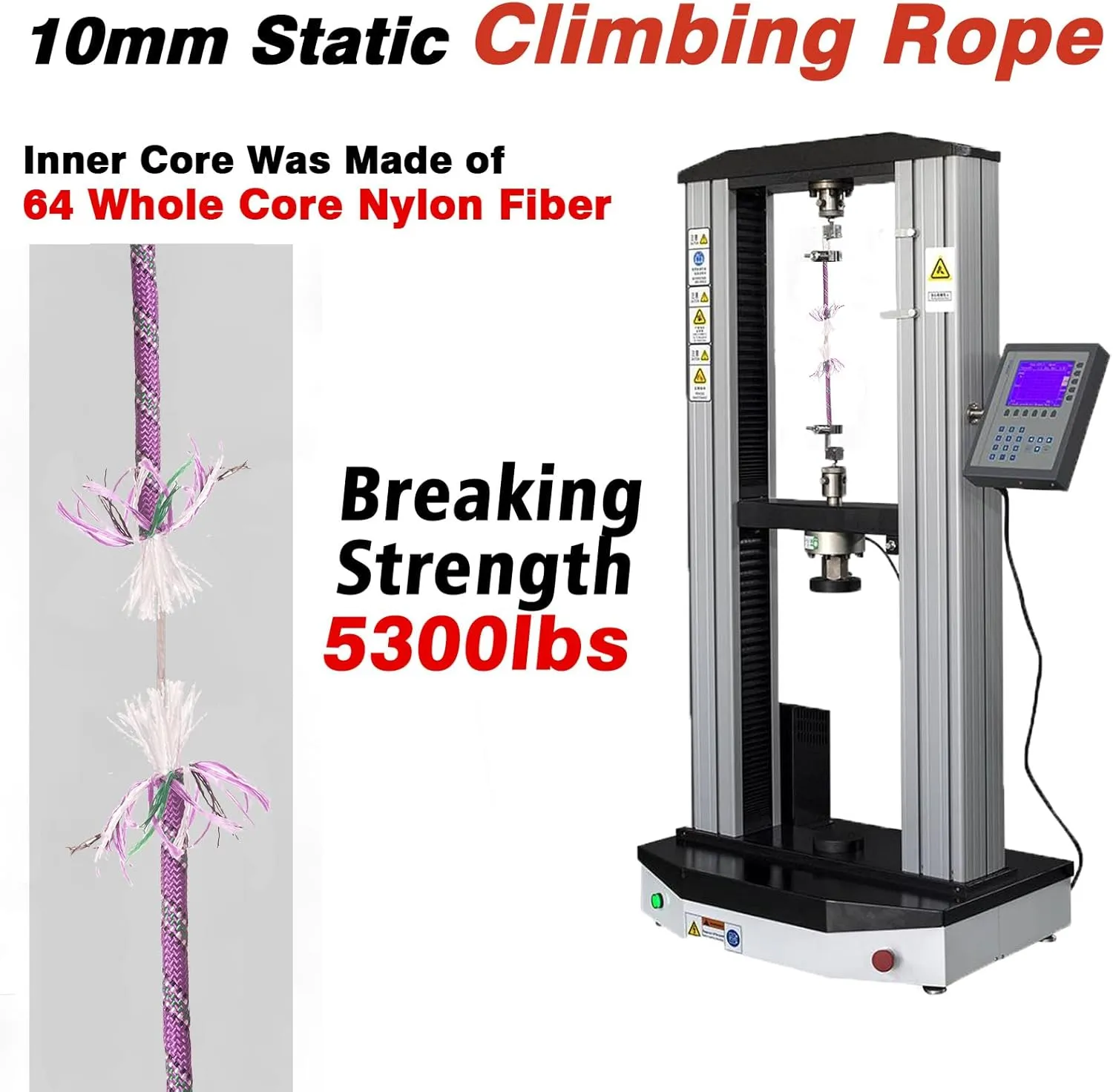 Outdoor Static Climbing Rope for Adults - High Strength Rope for Rock Climbing, Tree Climbing, Hiking, Arborist, Rescue & Camping - Purple(10m/32ft, 20m/64ft, 30m/96ft)