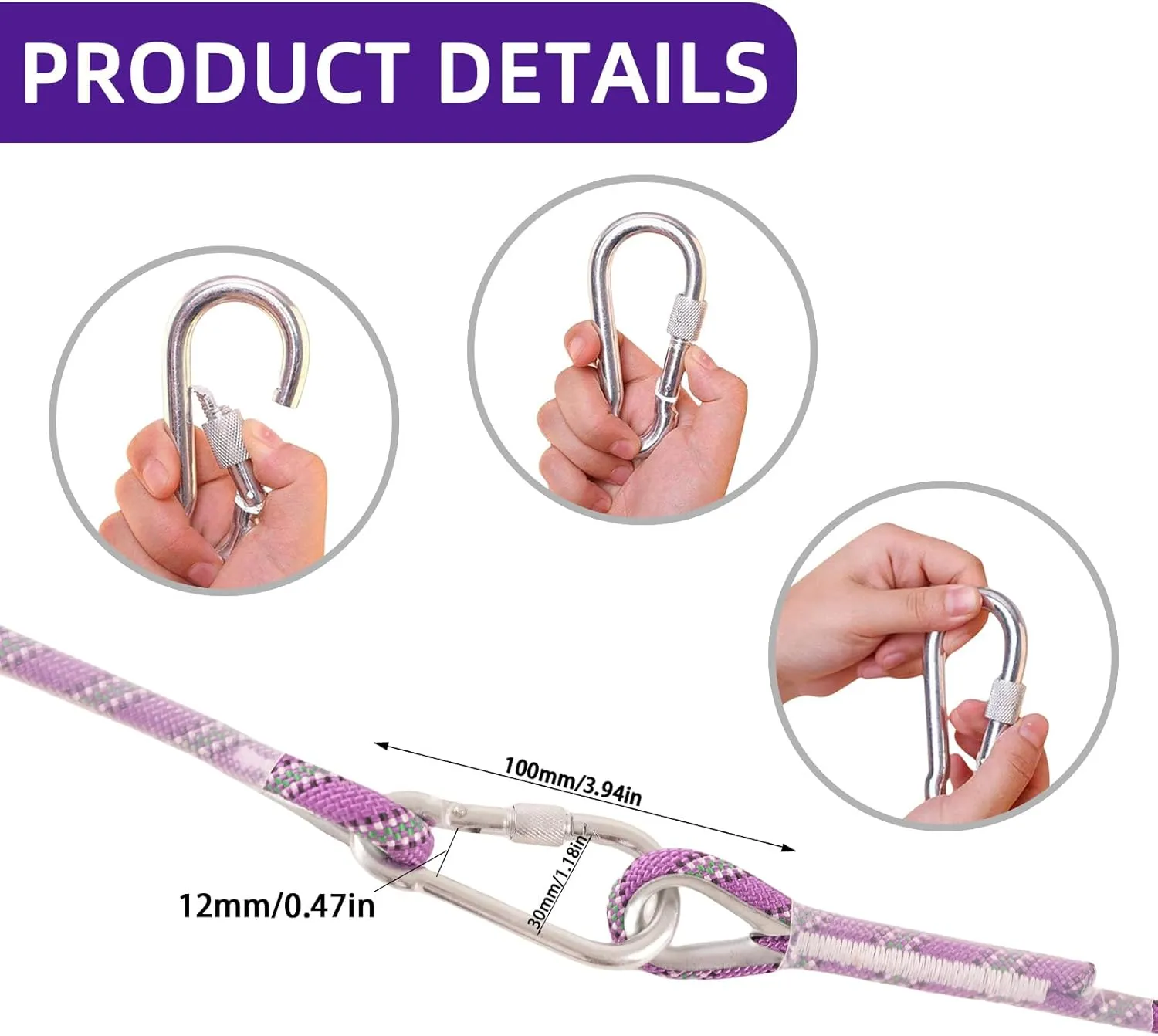 Outdoor Static Climbing Rope for Adults - High Strength Rope for Rock Climbing, Tree Climbing, Hiking, Arborist, Rescue & Camping - Purple(10m/32ft, 20m/64ft, 30m/96ft)