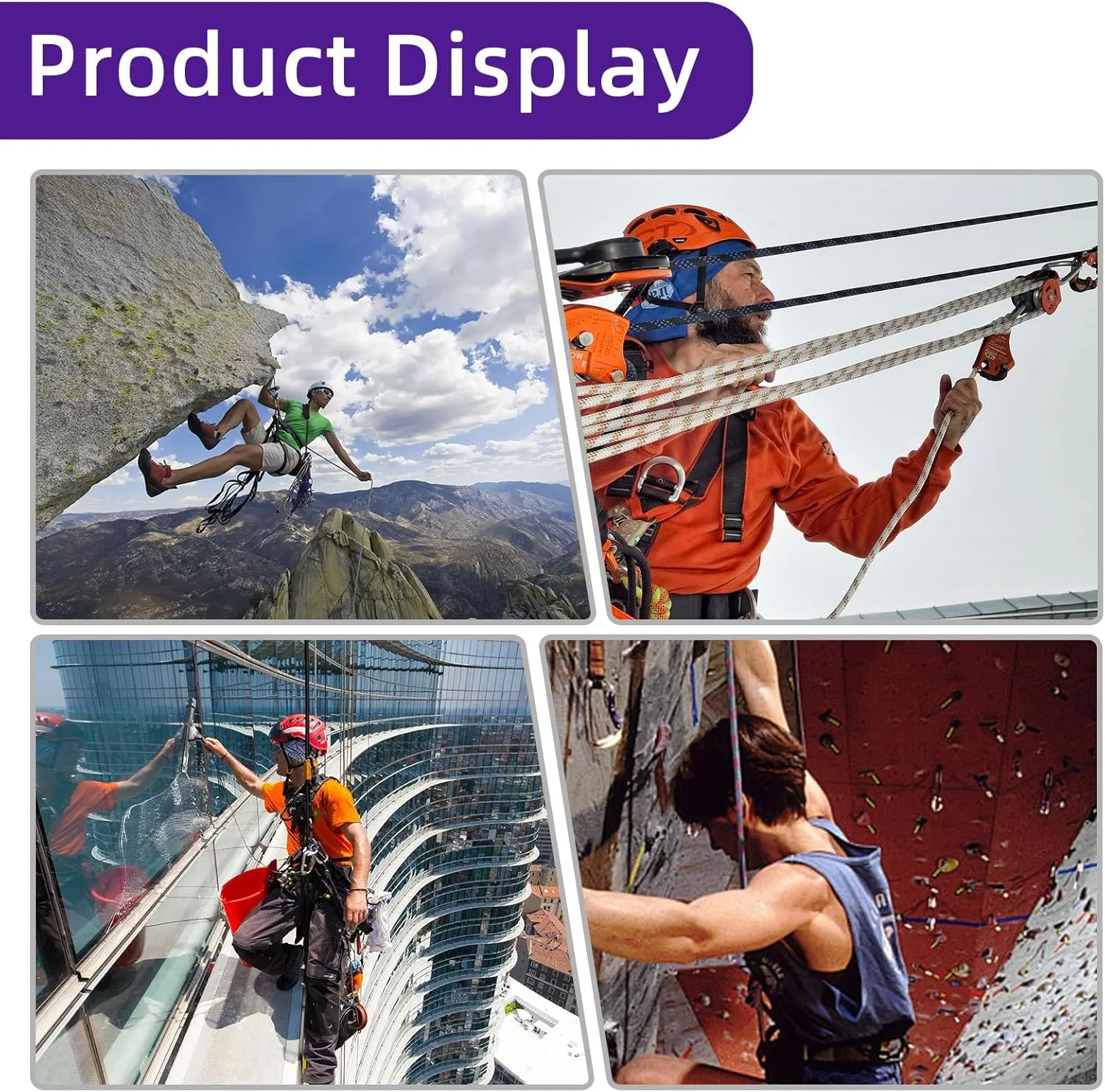 Outdoor Static Climbing Rope for Adults - High Strength Rope for Rock Climbing, Tree Climbing, Hiking, Arborist, Rescue & Camping - Purple(10m/32ft, 20m/64ft, 30m/96ft)