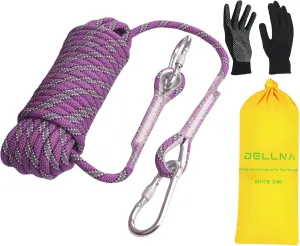 Outdoor Static Climbing Rope for Adults - High Strength Rope for Rock Climbing, Tree Climbing, Hiking, Arborist, Rescue & Camping - Purple(10m/32ft, 20m/64ft, 30m/96ft)