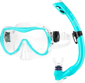 OutdoorMaster Marlin Kids Snorkel Set, Adjustable Strap Dry Top Diving Mask, Anti-Fog Snorkeling Mask Gear, Kids Swimming Goggles for Boys and Girls, Age 6-14