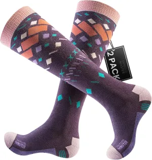 OutdoorMaster Unisex Ski Socks,Skiing and Snowboarding Socks for Men & Women with Over the Calf Design/Non-Slip Cuff