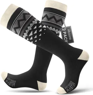 OutdoorMaster Unisex Ski Socks,Skiing and Snowboarding Socks for Men & Women with Over the Calf Design/Non-Slip Cuff