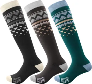 OutdoorMaster Unisex Ski Socks,Skiing and Snowboarding Socks for Men & Women with Over the Calf Design/Non-Slip Cuff