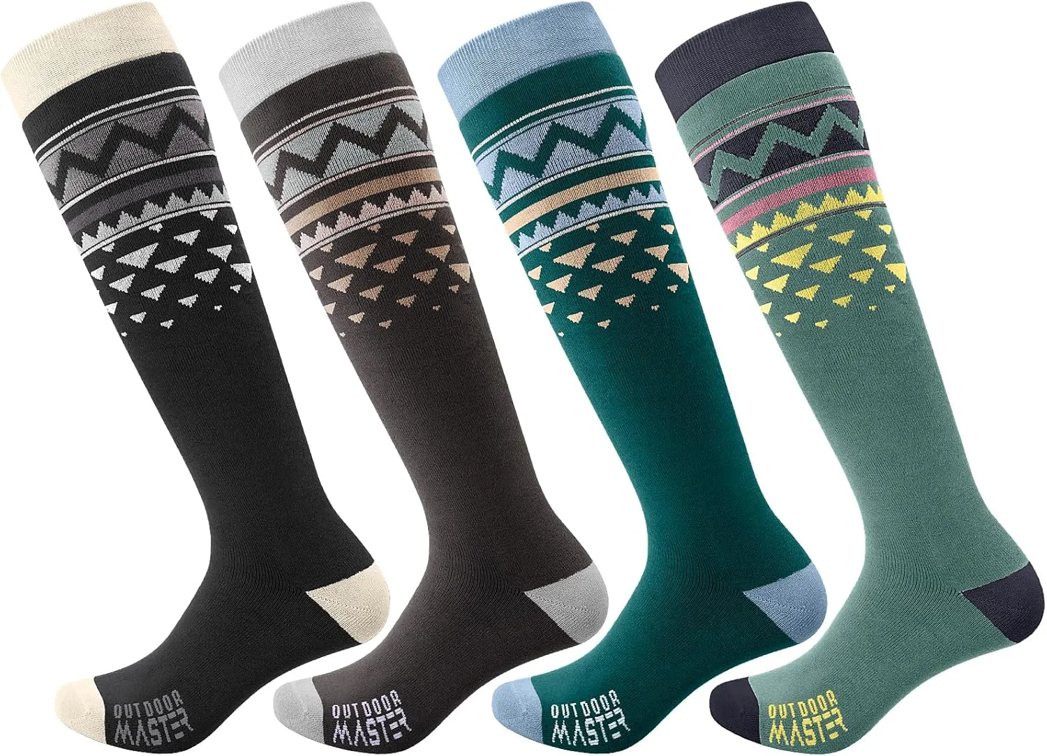 OutdoorMaster Unisex Ski Socks,Skiing and Snowboarding Socks for Men & Women with Over the Calf Design/Non-Slip Cuff