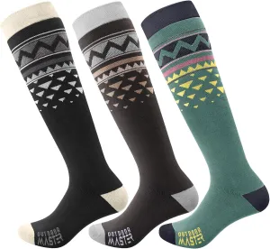 OutdoorMaster Unisex Ski Socks,Skiing and Snowboarding Socks for Men & Women with Over the Calf Design/Non-Slip Cuff