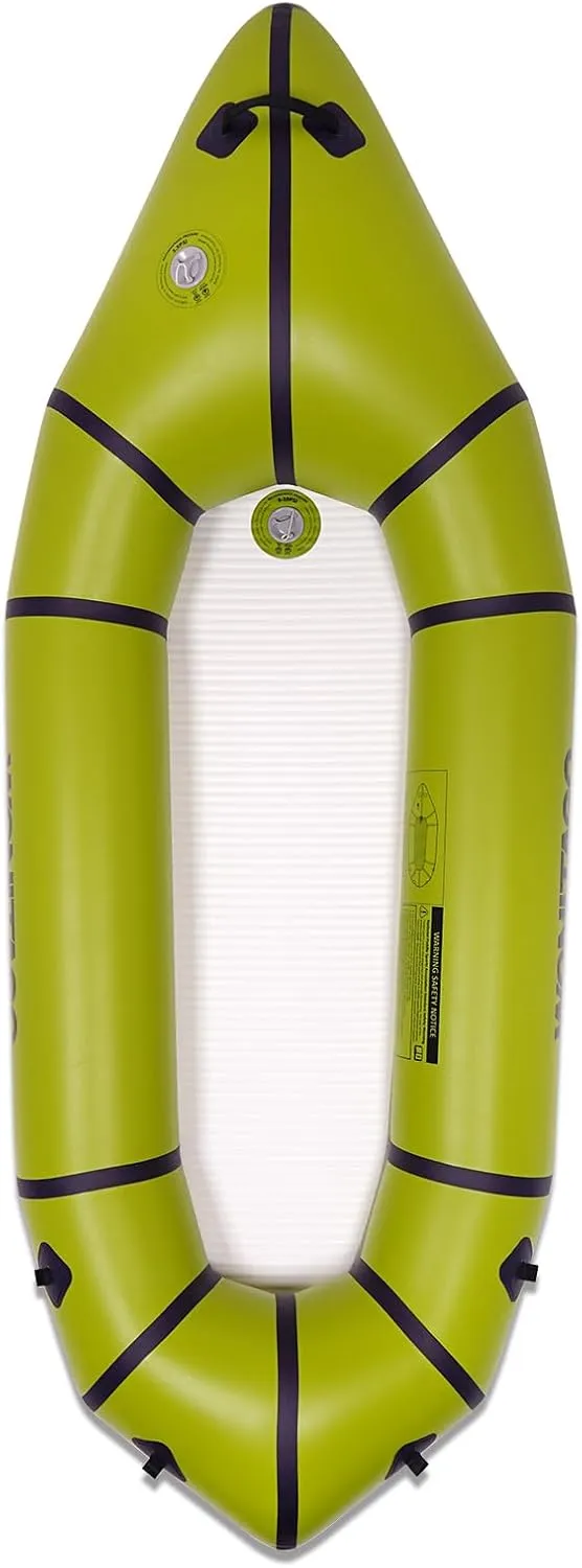 Packraft PVC Inflatable Travel Kayak Packrafts with Drop Stitch Floor for Flat Water Rafting/Bicycle Drifting/Litewater Dinghy, 1 Person, 7.7Ft