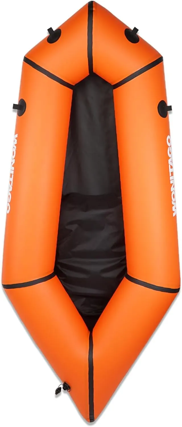 Packraft TPU Inflatable Travel Kayak with Soft Seat Lightweight Packrafts for Flat Water Rafting/Bicycle Drifting/Litewater Dinghy, 1 Person