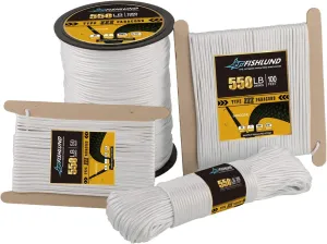 Paracord 550 lb, 7 Strand Type III Paracord Rope 100ft 4mm, High Strength Nylon Parachute Cord for Camping, Survival, Tactical and Hiking, White