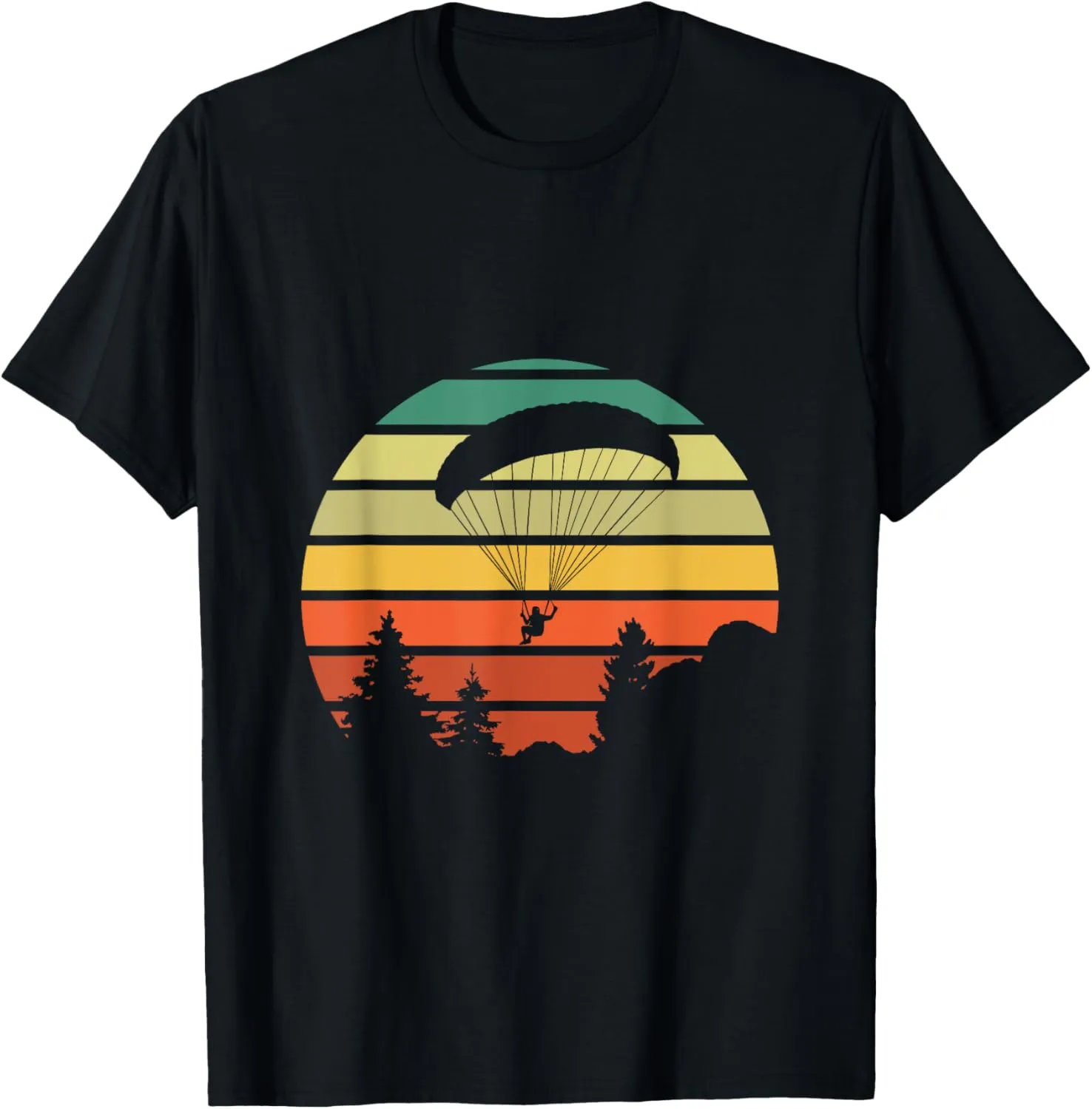 Paraglider Vintage Paragliding Over Forest T-Shirt