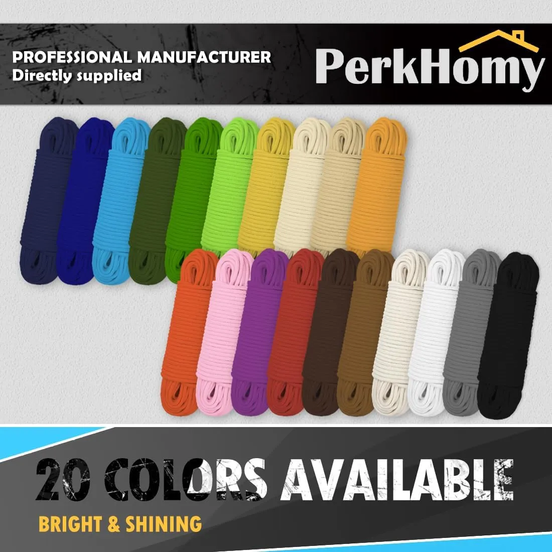 PerkHomy Cotton Rope 1/4" (6.3mm) 100 ft Multi Purpose Utility Diamond Braided Cord, Natural Cotton for Clothes Line Camping Crafting Flag Pole, Light Yellow