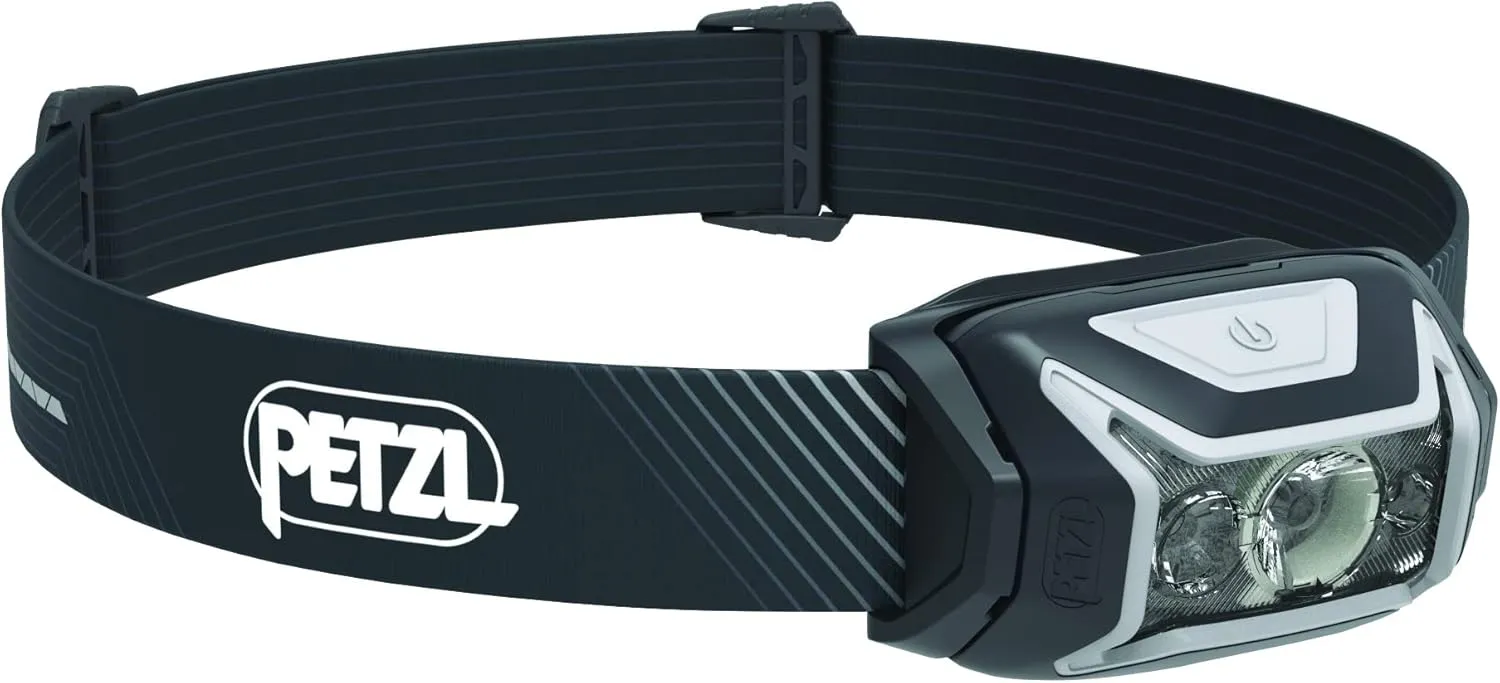 PETZL ACTIK CORE Headlamp - Powerful, Rechargeable 600 Lumen Light with Red Lighting for Hiking, Climbing, and Camping - Grey