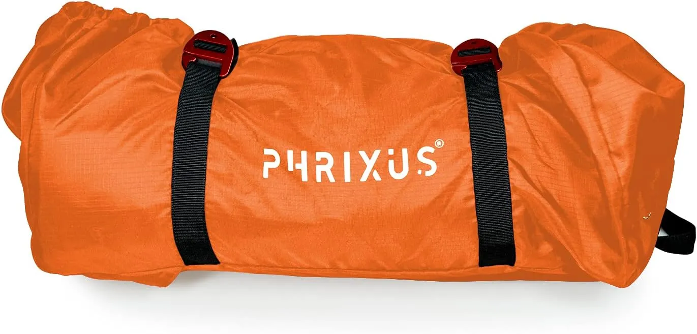 PHRIXUS Rock Climbing Rope Bag, Waterproof Folding Rope Storage Bag with Ground Sheet, Buckles and Carry Straps, Large Capacity Backpack Rock Climbing Gear for Rock Climbing Rope, Orange