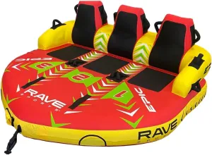 RAVE Sports Epic Towable Tube, 1-3 Riders, Dual Tow Points, Stable Couch-Style Seats with Backrest, Durable Nylon Cover, Neoprene Padding, Foam-Filled Reinforced Handles, Boat Towables-Tubes