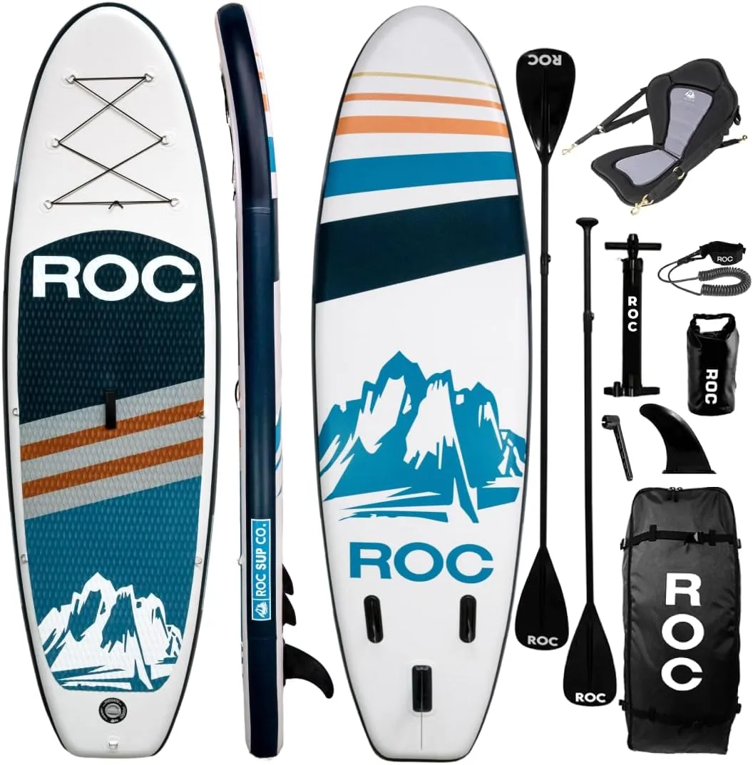 Roc Inflatable Stand Up Paddle Boards with Premium SUP Paddle Board Accessories, Wide Stable Design, Non-Slip Comfort Deck for Youth & Adults