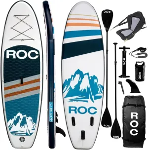 Roc Inflatable Stand Up Paddle Boards with Premium SUP Paddle Board Accessories, Wide Stable Design, Non-Slip Comfort Deck for Youth & Adults