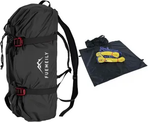 Rock Climbing Rope Bag, Large Capacity Folding Rope Storage Backpack with Ground Sheet, Adjustable Straps Outdoor Climbing Gears Black