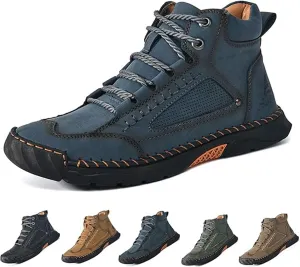 Sawbehind Mens Boots, Comfortable Handmade Leather Boots, Outdoor Leather Boots Wide, Waterproof, Arch Support