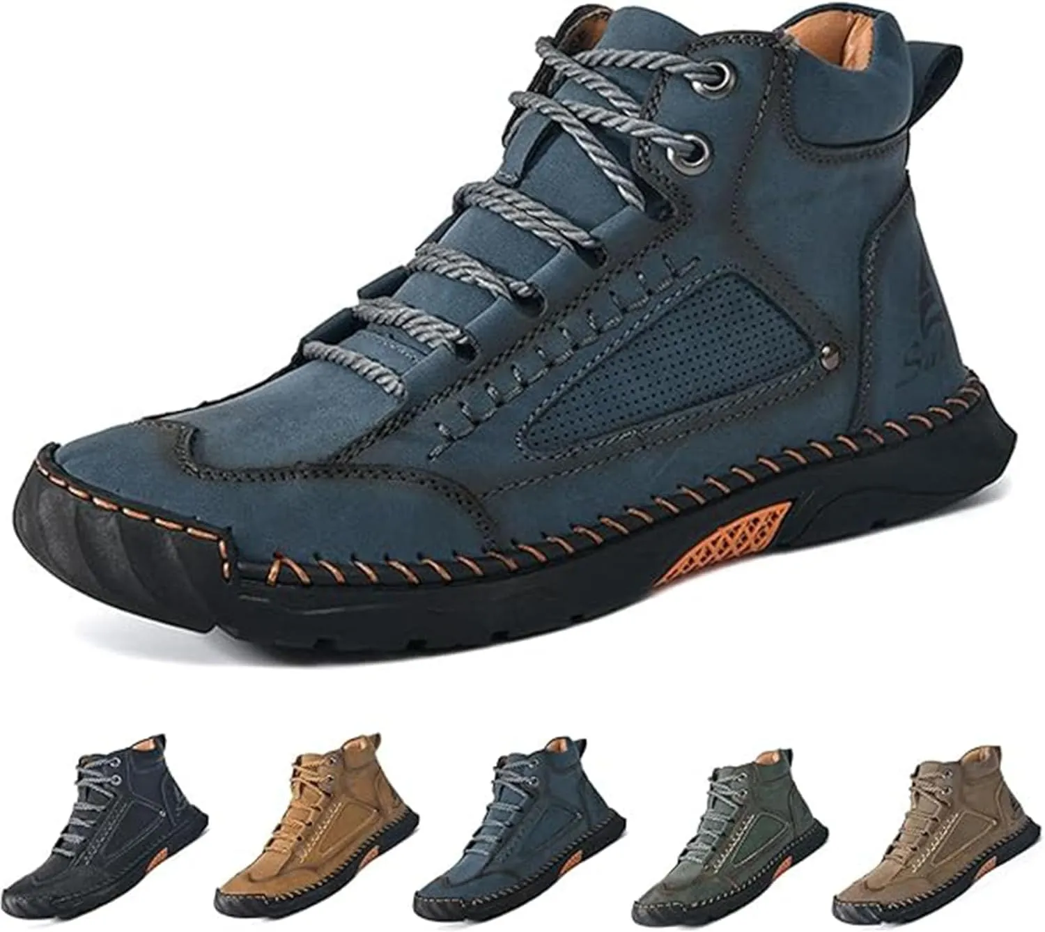 Sawbehind Mens Boots, Comfortable Handmade Leather Boots, Outdoor Leather Boots Wide, Waterproof, Arch Support