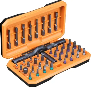 Screwdriver kit 42 in 1 aluminum alloy material, ratchet magnetic, DIY combination flexible shaft, suitable for furniture assembly, electrical repair, bicycle tools, Orange