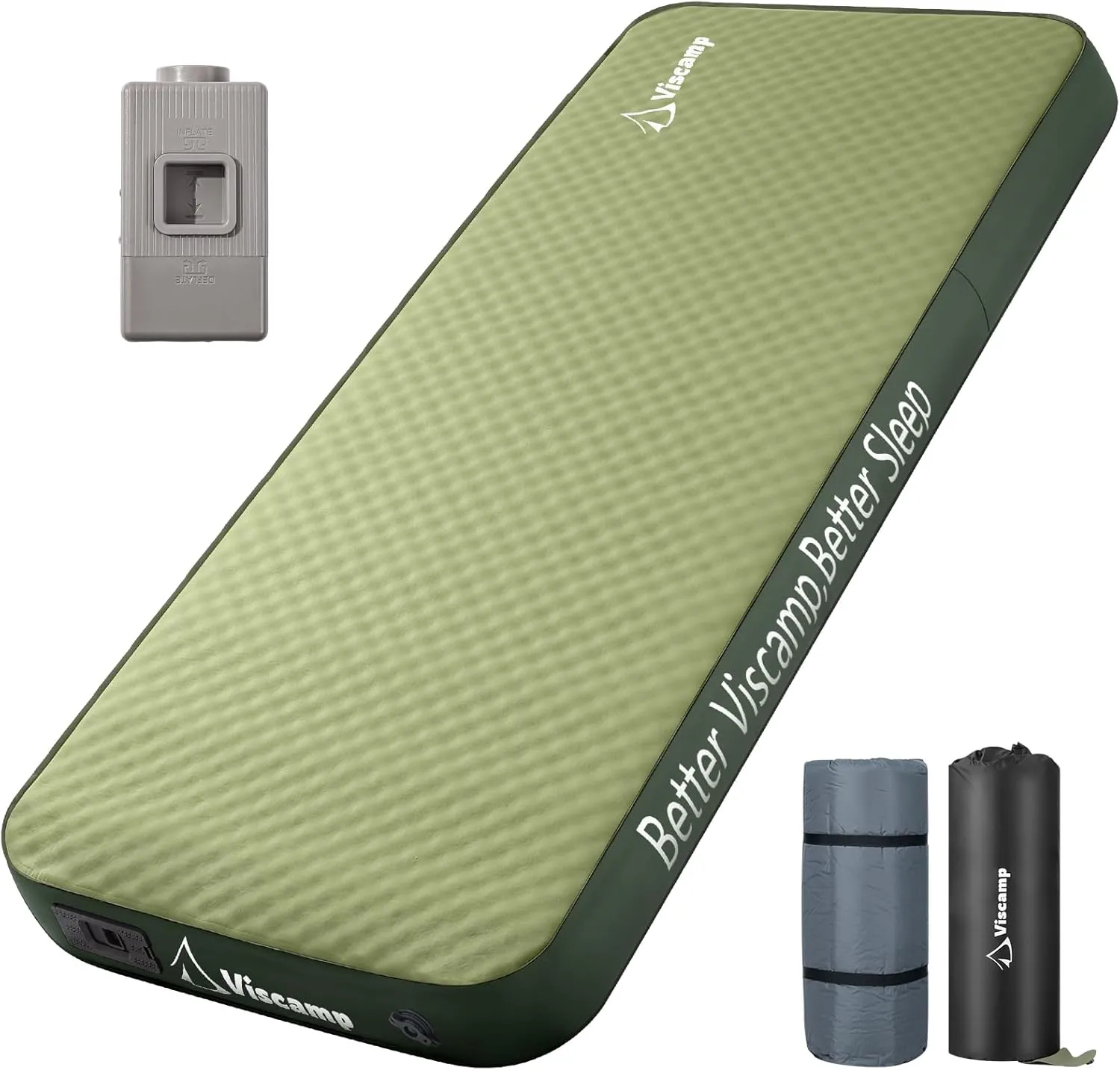 Self Inflating Camping Sleeping Pad, 4" Memory Foam Camping Pad Self Inflating Camping Mattress Sleeping Pad Camping Mat for Camping(Green)