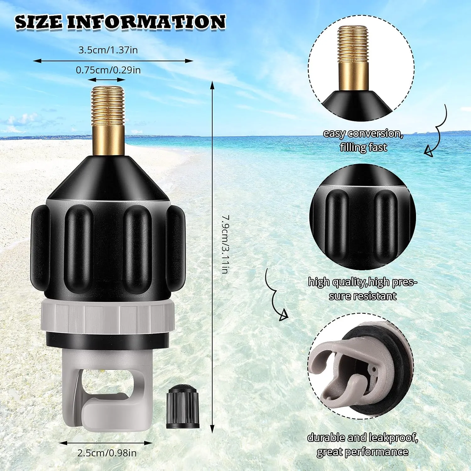 Shappy 2 Pieces Inflatable Boat SUP Pump Adaptor Air Pump Converter Air Valve Adapter Conventional Air Pump Adapter Pumping Head Connector for Inflatable Kayak Stand Up Paddle Board