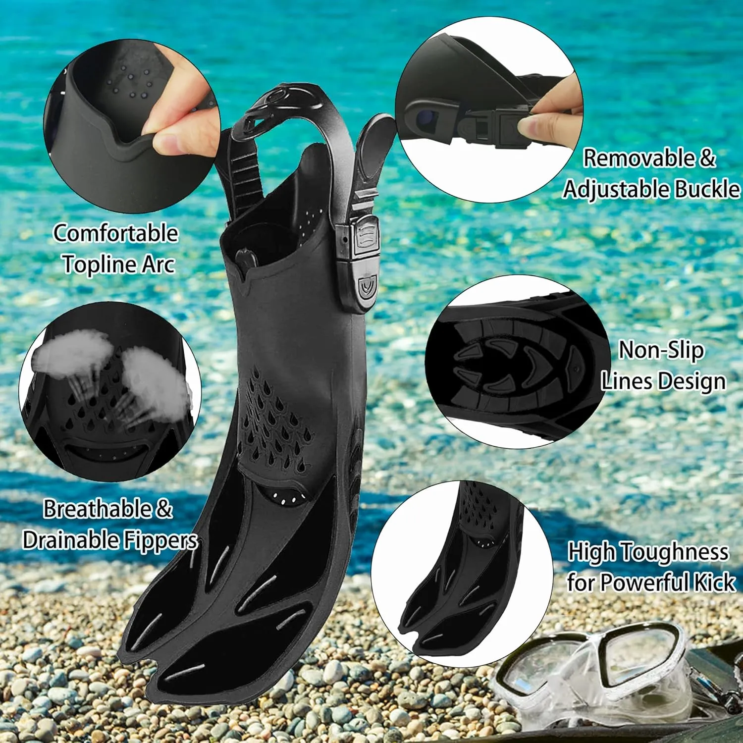 Snorkeling Gear for Adults with Fins Scuba Diving Gear Adult Professional Travel Snorkel Sets with Flippers,Anti-Fog Anti-Leak Diving Mask