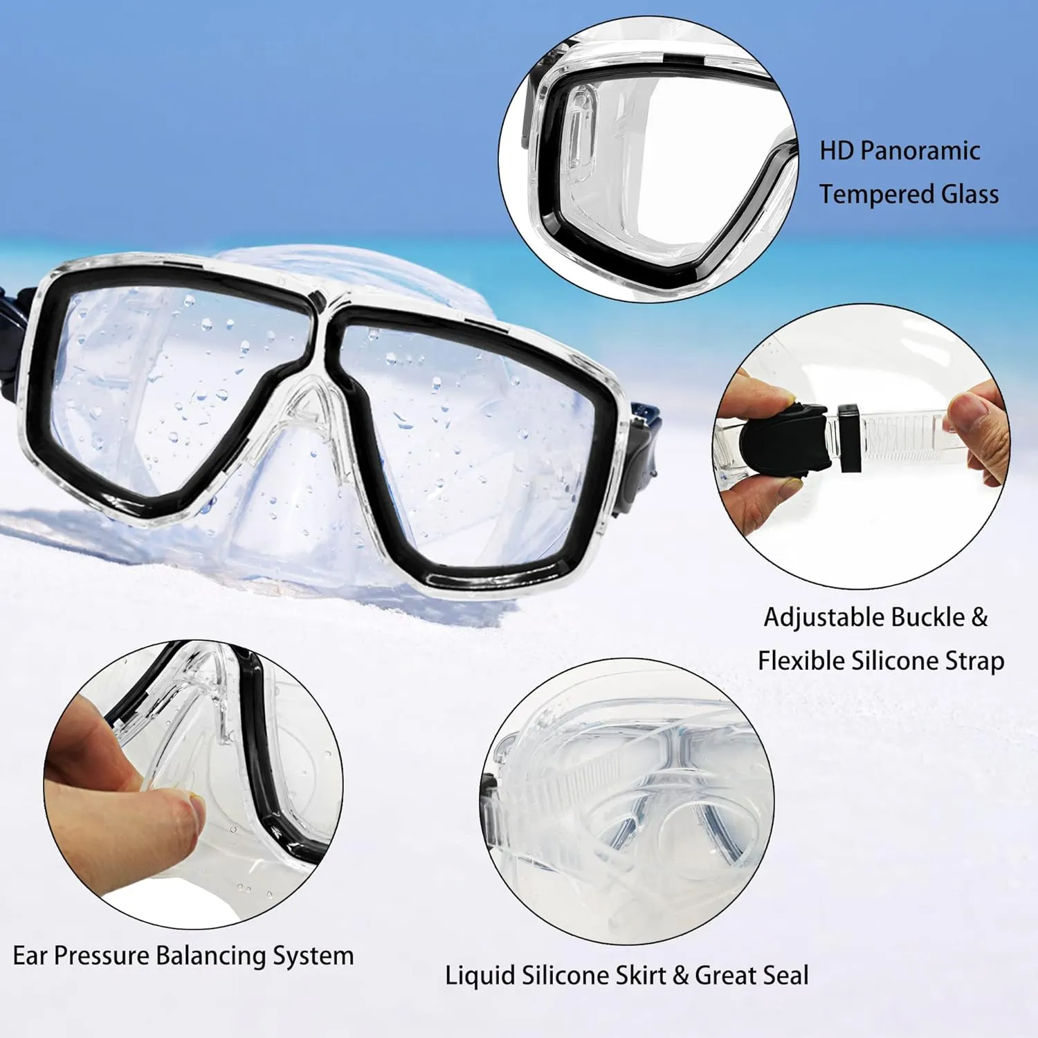 Snorkeling Gear for Adults with Fins Scuba Diving Gear Adult Professional Travel Snorkel Sets with Flippers,Anti-Fog Anti-Leak Diving Mask