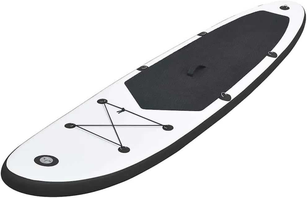 Stable and Durable Inflatable Stand Up Paddleboard Set, Easy to Carry, Puncture-Resistant, Black and White, 129.9 Inches