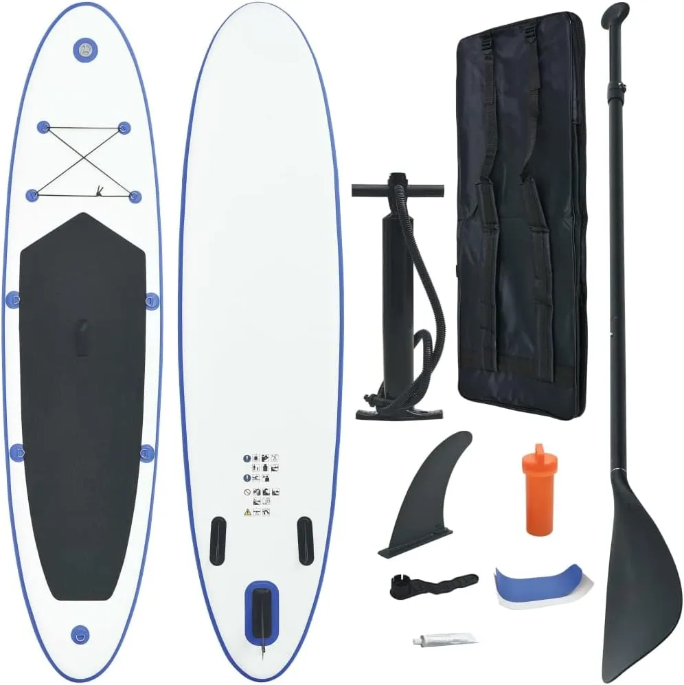 Stand Up Paddle Board Set SUP Surfboard Inflatable Blue and White,Paddleboards-25.74lbs