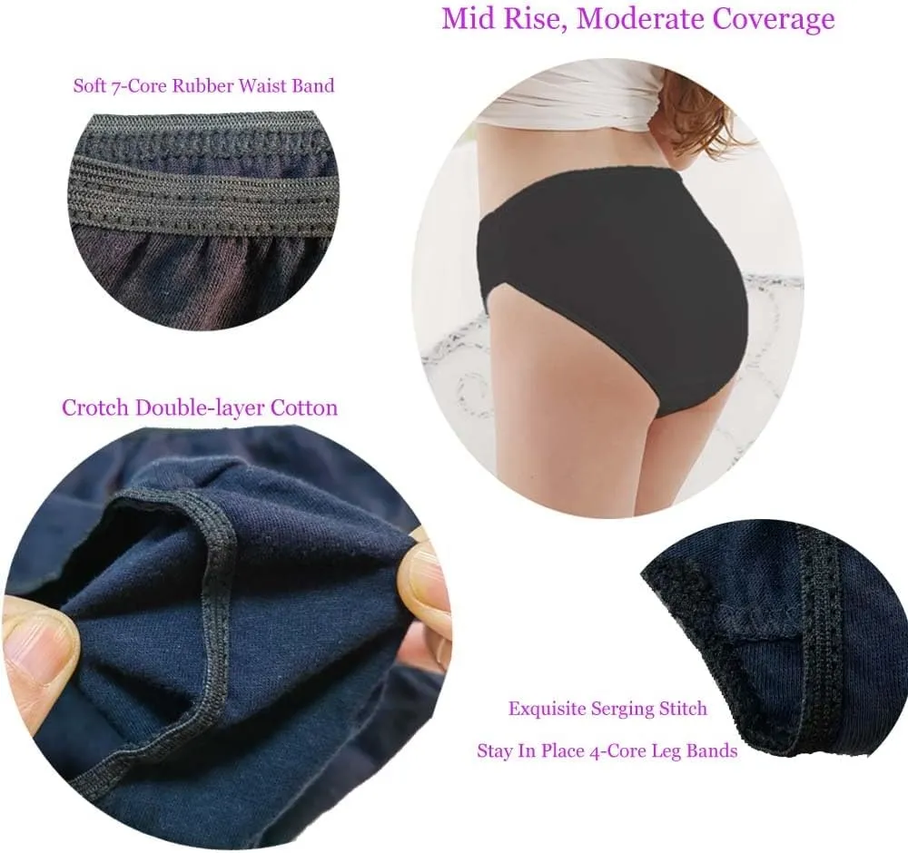 STARLY Women's Disposable Pure Cotton Underwear Travel Panties High Cut Granny Briefs White/Macarons/Black (10pcs)