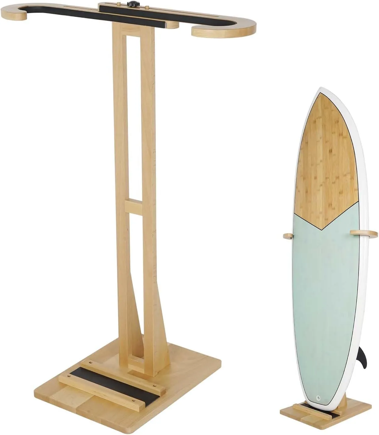 Surfboard Stand Racks, Sturdy Surfboard Racks Standing with Floor-Standing Design,Stand Shortboard and Longboard Organizer, Beech Wood, 1PCS
