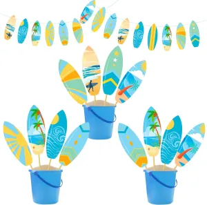 Surfing Surfboard Party Centerpiece Sticks 18pcs Surfboard Theme Birthday Party Decorations for Table Summer Surfing Party Table Toppers for Beach Pool Hawaii Luau Party Supplies