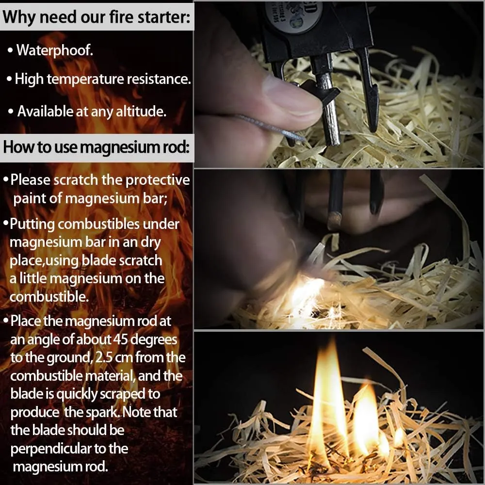 Survival Paracord Bracelet,Fire Starter,Waterproof SOS Light, Compass, Whistle, Adjustable AK87 20 in 1,Outdoor Ultimate Tactical Survival Gear Set,Gift for Kids,Men