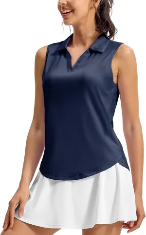 TBMPOY Women's Golf Shirts Sleeveless Collared Polo Tank Top UPF 50  Quick Dry Tennis V-Neck Ladies Sports TBMPOY Women's Golf Shirts Sleeveless Collared Polo Tank Top UPF 50  Quick Dry Tennis V-Neck Ladies Sports