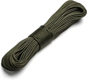 Texas Bushcraft Firecraft Cord - Utility Paracord Survival Rope, Parachute Cord for Survival Gear  3 Extra Strands for Emergency Preparedness Fishing, Sewing and Tinder (Army Green, 25 ft)