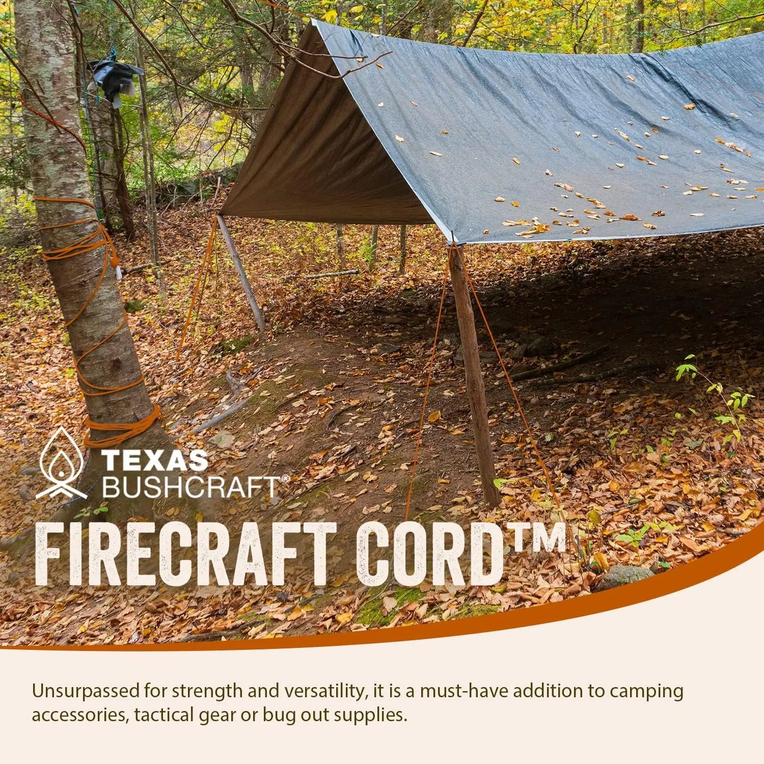 Texas Bushcraft Firecraft Cord - Utility Paracord Survival Rope, Parachute Cord for Survival Gear  3 Extra Strands for Emergency Preparedness Fishing, Sewing and Tinder (Army Green, 25 ft)
