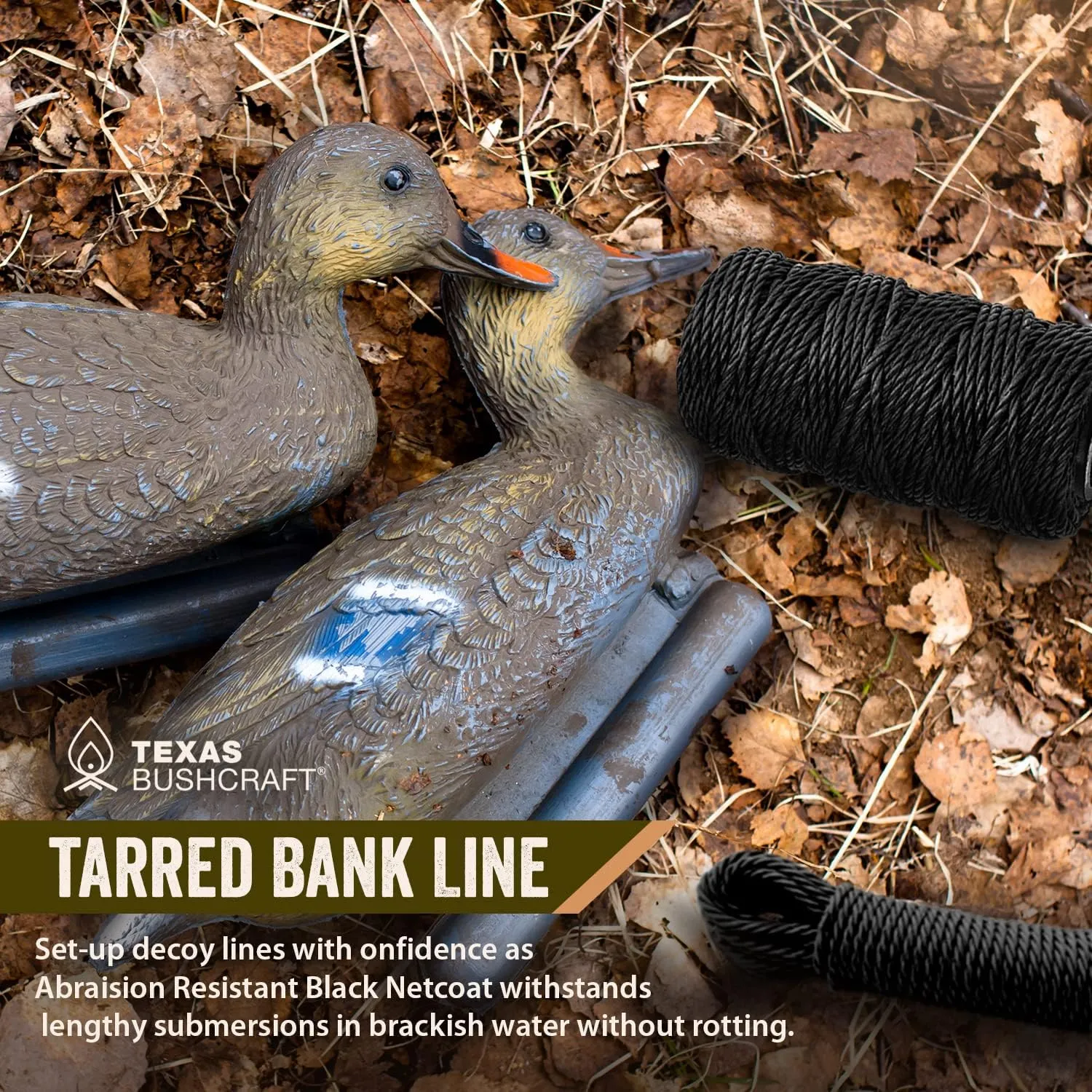Texas Bushcraft Tarred Bank Line Twine - #36 Black Nylon String for Fishing, Camping and Outdoor Survival  Strong, Weather Resistant Bankline Cordage for Trotline