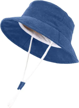 Toddler Boys Girls Sun Hats 2025 Summer Wide Brim Mesh Lined Bucket Hats with Adjustable Chin-Strap Outdoor Play Caps 1-4T