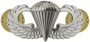 US ARMY SILVER BASIC Parachute PARATROOPER AIRBORNE JUMP WINGS Military Hat Badge Pin Made By DEURA USA
