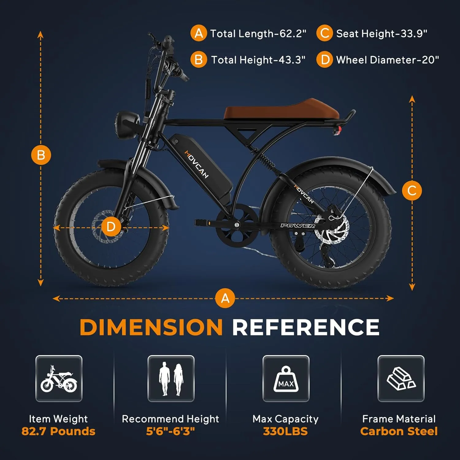 V60/V60 Pro Electric Bike, 48V 15.6/18.2Ah Removable Battery 20 Fat Tire Electric Bike, 1000/1500W Motor 30/33MPH Top Speed Electric Motorcycle, 7 Speed Dual Disc/Hydraulic Brake E Bikes