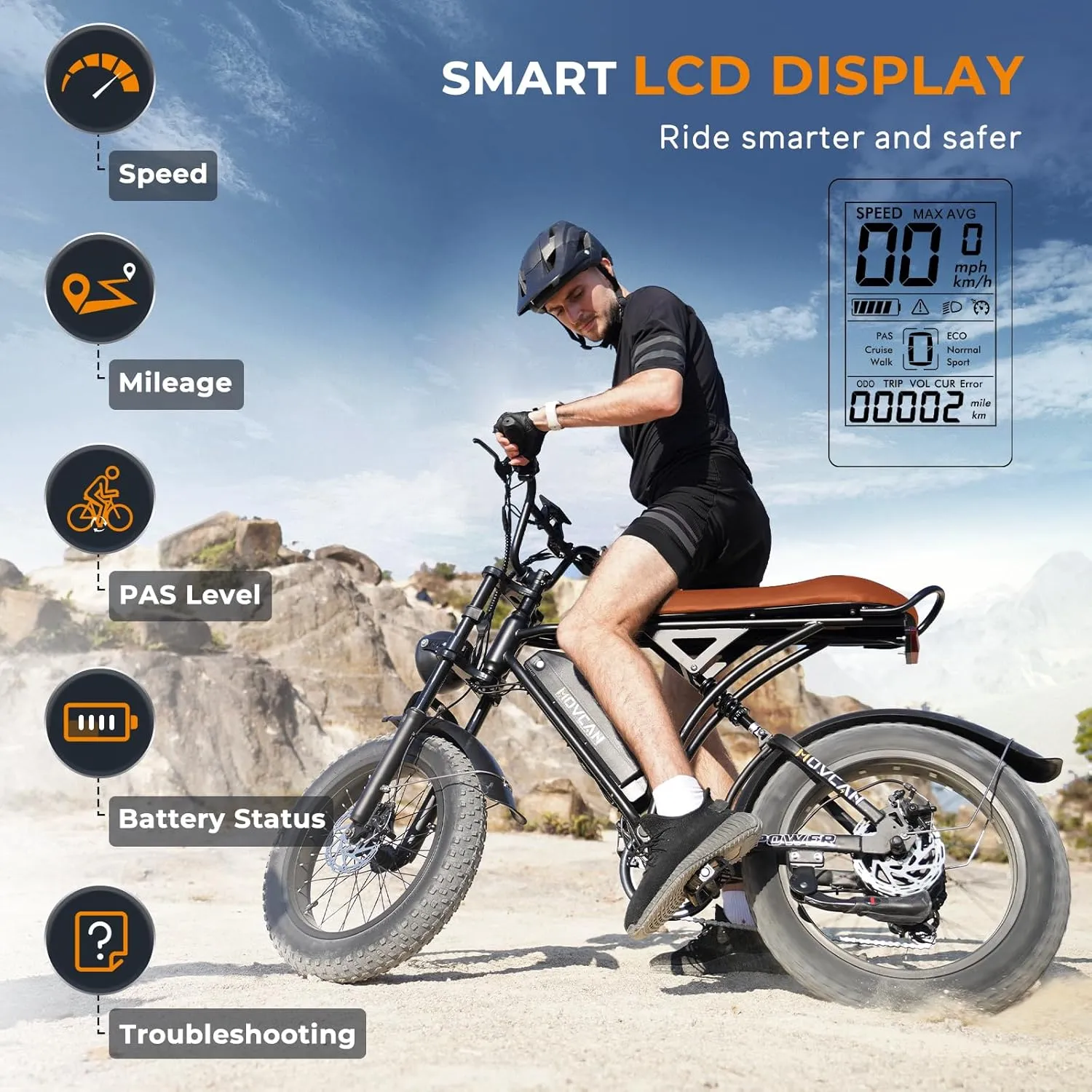 V60/V60 Pro Electric Bike, 48V 15.6/18.2Ah Removable Battery 20 Fat Tire Electric Bike, 1000/1500W Motor 30/33MPH Top Speed Electric Motorcycle, 7 Speed Dual Disc/Hydraulic Brake E Bikes