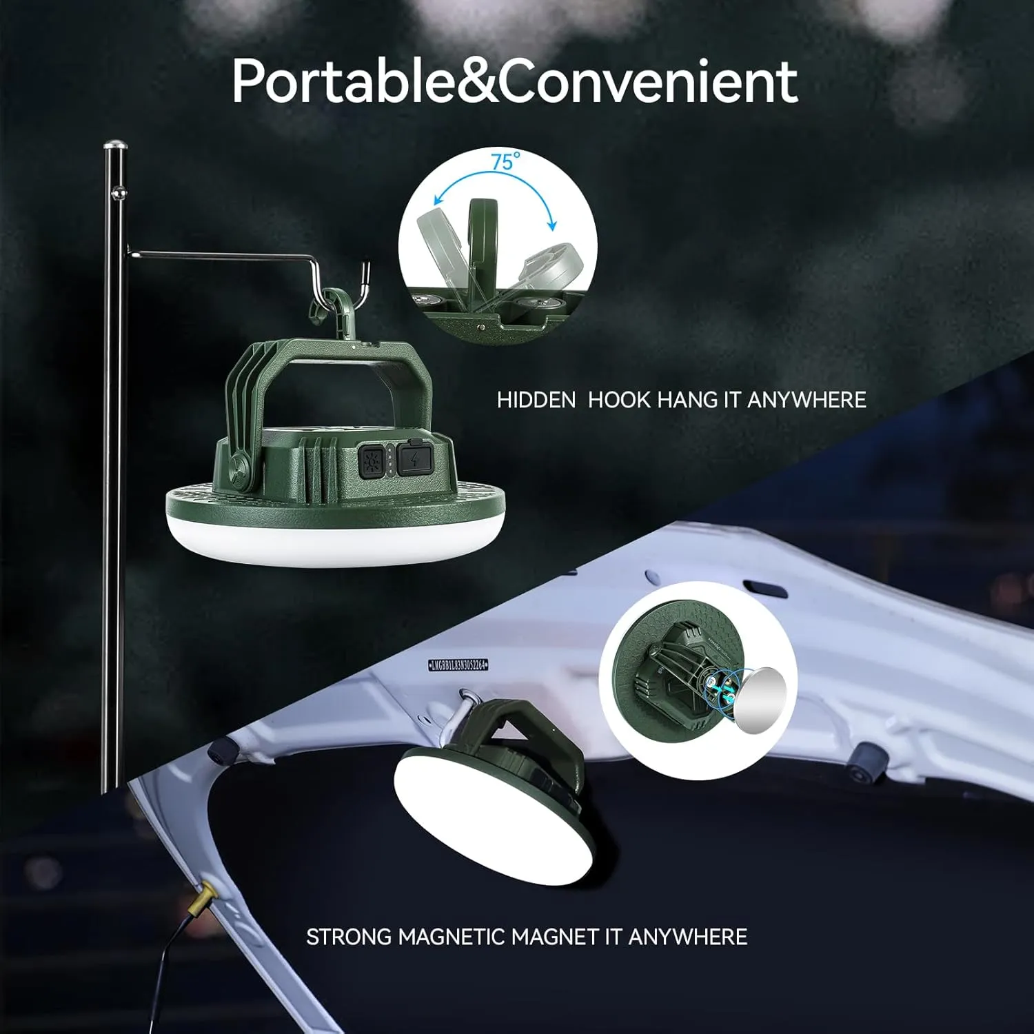 VAVOFO 42W 4000LM LED Camping Lantern Rechargeable, 10,000mAh Power Bank, 3 Lighting Modes, IP65 Waterproof Flashlight , Portable Tent Light with Magnetic Base for Emergencies & Holiday Fun